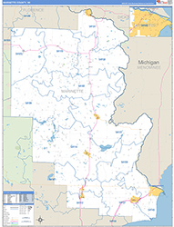 Marinette County, WI Wall Map Zip Code Basic Style 2026