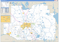Marion County, FL Wall Map Zip Code Basic Style 2026