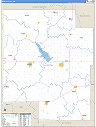 Marion County, KS Wall Map Zip Code Basic Style 2026