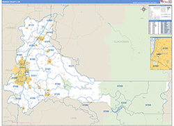 Marion County, OR Wall Map Zip Code Basic Style 2026
