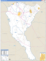 Marion County, SC Wall Map Zip Code Basic Style 2026