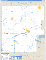 Marquette County, WI Wall Map Zip Code Basic Style 2026