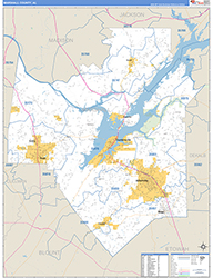 Marshall County, AL Wall Map Zip Code Basic Style 2026