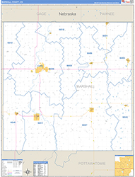 Marshall County, KS Wall Map Zip Code Basic Style 2026