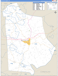 Metcalfe County, KY Wall Map Zip Code Basic Style 2026