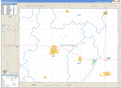 Montgomery County, IA Wall Map Zip Code Basic Style 2026