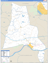 Montour County, PA Wall Map Zip Code Basic Style 2026