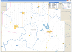 Morris County, KS Wall Map Zip Code Basic Style 2026