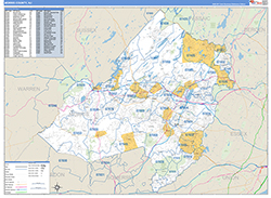 Morris County, NJ Wall Map Zip Code Basic Style 2026