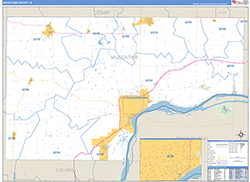 Muscatine County, IA Wall Map Zip Code Basic Style 2026