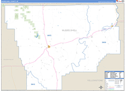 Musselshell County, MT Wall Map Zip Code Basic Style 2026