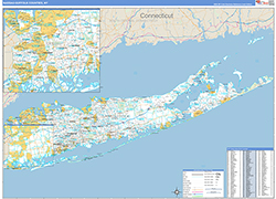 Nassau-Suffolk County, NY Zip Code Wall Map