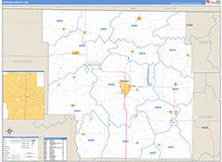 Nodaway County, MO Wall Map Zip Code Basic Style 2026