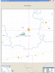 Norton County, KS Wall Map Zip Code Basic Style 2026
