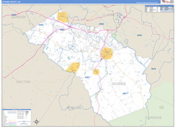 Oconee County, GA Wall Map Zip Code Basic Style 2026