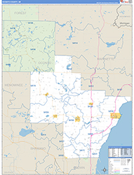 Oconto County, WI Wall Map Zip Code Basic Style 2026