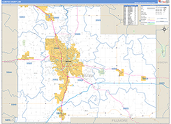 Olmsted County, MN Wall Map Zip Code Basic Style 2026