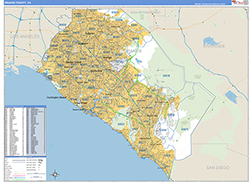 Orange County Wall Map Basic Style 2026