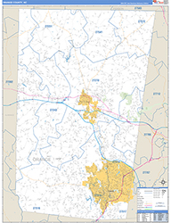Orange County, NC Wall Map Zip Code Basic Style 2026