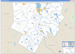 Orleans County, VT Wall Map Zip Code Basic Style 2026