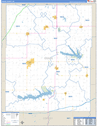 Osage County, KS Wall Map Zip Code Basic Style 2026