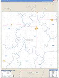 Osborne County, KS Wall Map Zip Code Basic Style 2026