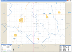 Osceola County, IA Wall Map Zip Code Basic Style 2026