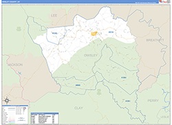 Owsley County, KY Wall Map Zip Code Basic Style 2026