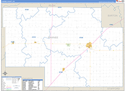 Pawnee County, KS Wall Map Zip Code Basic Style 2026