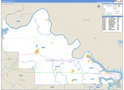 Pawnee County, OK Wall Map Zip Code Basic Style 2026