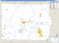 Perry County, IL Wall Map Zip Code Basic Style 2026