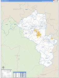 Perry County, KY Wall Map Zip Code Basic Style 2026