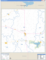 Phillips County, KS Wall Map Zip Code Basic Style 2026