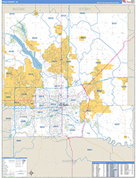 Polk County, IA Wall Map Zip Code Basic Style 2026