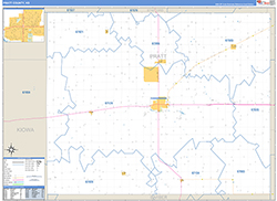 Pratt County, KS Wall Map Zip Code Basic Style 2026