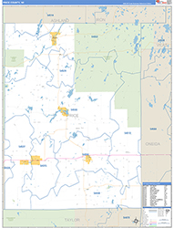 Price County, WI Wall Map Zip Code Basic Style 2026