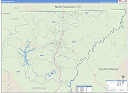 Rabun County, GA Wall Map Zip Code Basic Style 2026