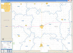 Rice County, KS Wall Map Zip Code Basic Style 2026