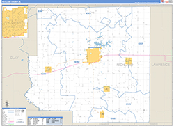 Richland County, IL Wall Map Zip Code Basic Style 2026