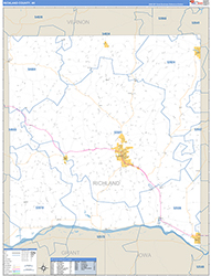 Richland County, WI Wall Map Zip Code Basic Style 2026