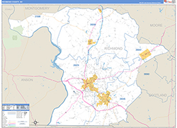Richmond County, NC Wall Map Zip Code Basic Style 2026