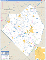 Robeson County, NC Wall Map Zip Code Basic Style 2026
