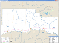 Roosevelt County, MT Wall Map Zip Code Basic Style 2026