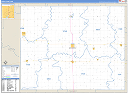Rush County, KS Wall Map Zip Code Basic Style 2026