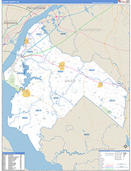 Salem County, NJ Wall Map Zip Code Basic Style 2026