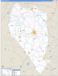 Sampson County, NC Wall Map Zip Code Basic Style 2026