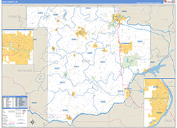 Sauk County, WI Wall Map Zip Code Basic Style 2026