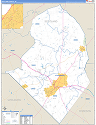 Scotland County, NC Wall Map Zip Code Basic Style 2026