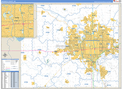 Sedgwick County, KS Wall Map Zip Code Basic Style 2026