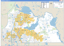 Seminole County, FL Wall Map Zip Code Basic Style 2026